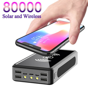 80000mAh Power Bank Solar Wireless